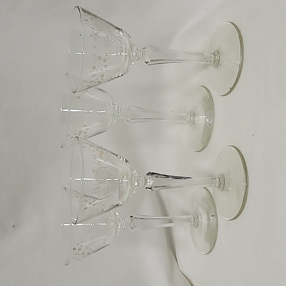 Vintage Rooster Wine Glasses, Set of 4